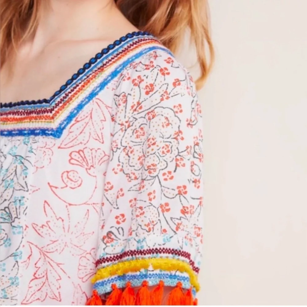 Anthropologie Maeve Paolina Tasseled Blouse S - Picture 6 of 7